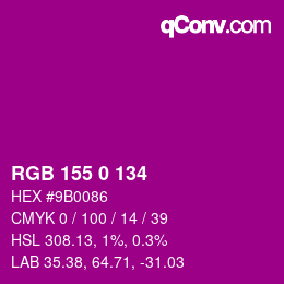 Color code: RGB 155 0 134 | qconv.com