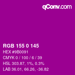 Color code: RGB 155 0 145 | qconv.com