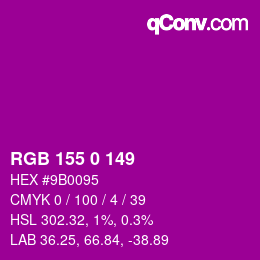 颜色代码: RGB 155 0 149 | qconv.com