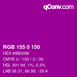 Color code: RGB 155 0 150 | qconv.com