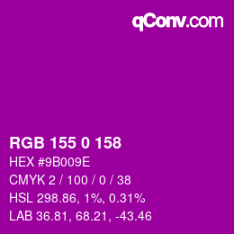 Color code: RGB 155 0 158 | qconv.com