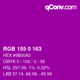 Color code: RGB 155 0 163 | qconv.com