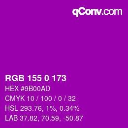 颜色代码: RGB 155 0 173 | qconv.com