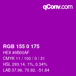 Color code: RGB 155 0 175 | qconv.com