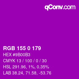 Color code: RGB 155 0 179 | qconv.com