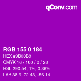 Color code: RGB 155 0 184 | qconv.com