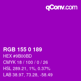 Color code: RGB 155 0 189 | qconv.com
