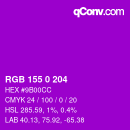 Color code: RGB 155 0 204 | qconv.com