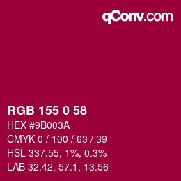 Color code: RGB 155 0 58 | qconv.com