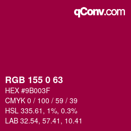 Color code: RGB 155 0 63 | qconv.com
