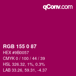 Color code: RGB 155 0 87 | qconv.com