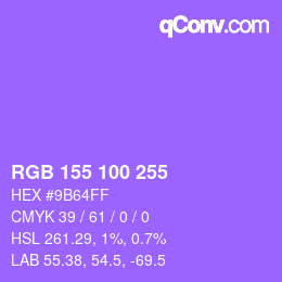 Color code: RGB 155 100 255 | qconv.com