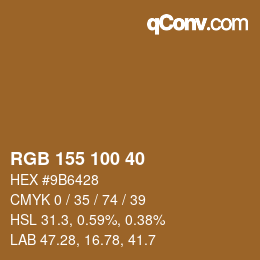 Color code: RGB 155 100 40 | qconv.com