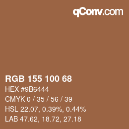 Color code: RGB 155 100 68 | qconv.com