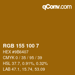 Color code: RGB 155 100 7 | qconv.com