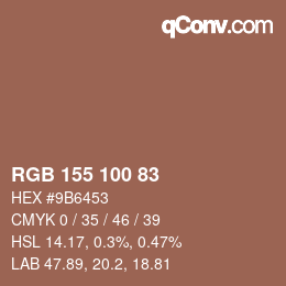 Color code: RGB 155 100 83 | qconv.com