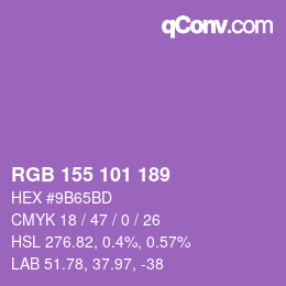 颜色代码: RGB 155 101 189 | qconv.com