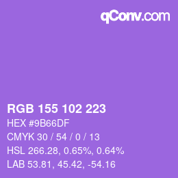 Color code: RGB 155 102 223 | qconv.com