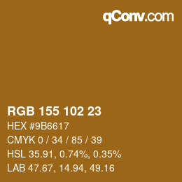 Color code: RGB 155 102 23 | qconv.com