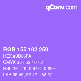 カラーコード: RGB 155 102 250 | qconv.com