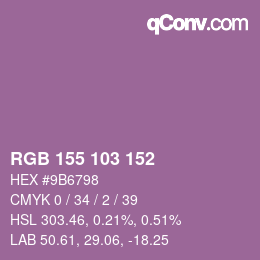 カラーコード: RGB 155 103 152 | qconv.com