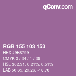 颜色代码: RGB 155 103 153 | qconv.com
