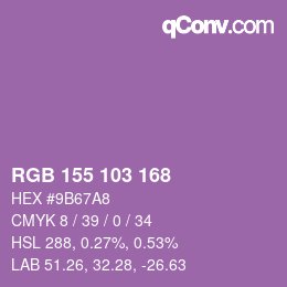 カラーコード: RGB 155 103 168 | qconv.com