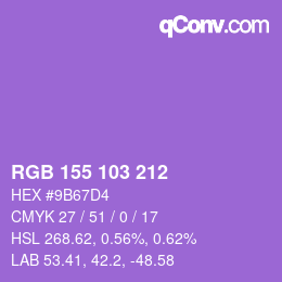 カラーコード: RGB 155 103 212 | qconv.com