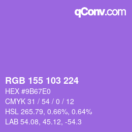 颜色代码: RGB 155 103 224 | qconv.com