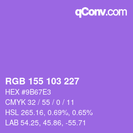 Color code: RGB 155 103 227 | qconv.com