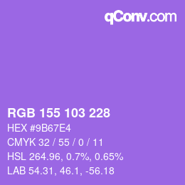 Color code: RGB 155 103 228 | qconv.com