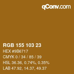 Color code: RGB 155 103 23 | qconv.com