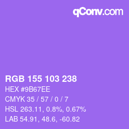 Color code: RGB 155 103 238 | qconv.com