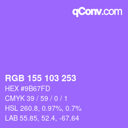 カラーコード: RGB 155 103 253 | qconv.com