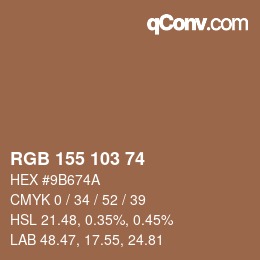カラーコード: RGB 155 103 74 | qconv.com
