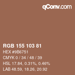 カラーコード: RGB 155 103 81 | qconv.com