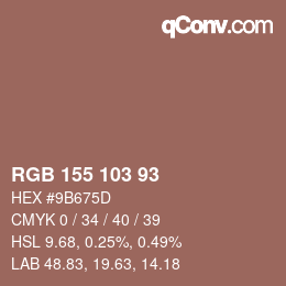 カラーコード: RGB 155 103 93 | qconv.com