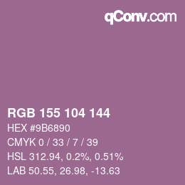 カラーコード: RGB 155 104 144 | qconv.com
