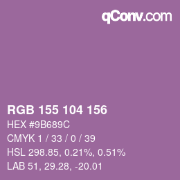 颜色代码: RGB 155 104 156 | qconv.com