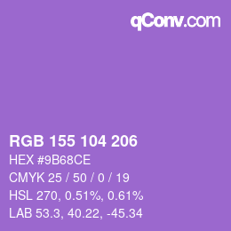 カラーコード: RGB 155 104 206 | qconv.com