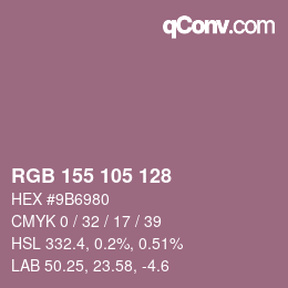 Color code: RGB 155 105 128 | qconv.com