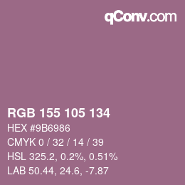 Color code: RGB 155 105 134 | qconv.com