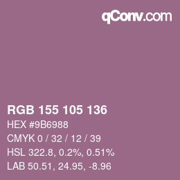 カラーコード: RGB 155 105 136 | qconv.com