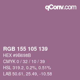 颜色代码: RGB 155 105 139 | qconv.com