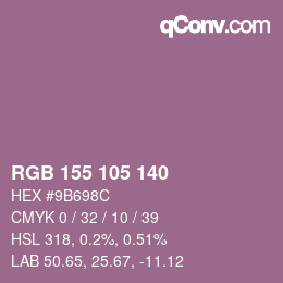 颜色代码: RGB 155 105 140 | qconv.com