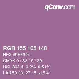 カラーコード: RGB 155 105 148 | qconv.com