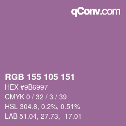 颜色代码: RGB 155 105 151 | qconv.com