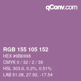 颜色代码: RGB 155 105 152 | qconv.com