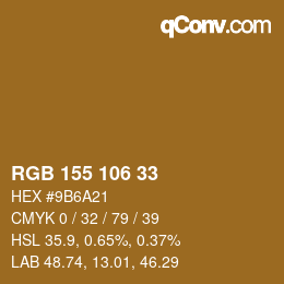 Color code: RGB 155 106 33 | qconv.com