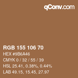 Color code: RGB 155 106 70 | qconv.com